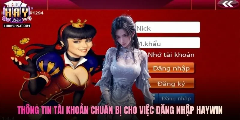 Thông tin tài khoản chuẩn bị cho việc đăng nhập Haywin